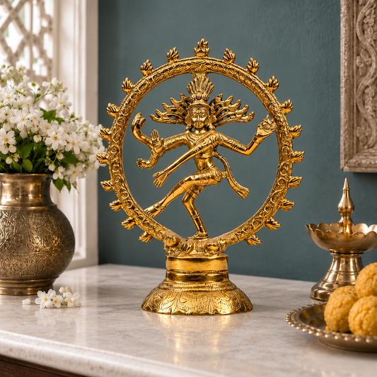 Lord Shiva Nataraja Dancing Idol | Antique Brass Finish