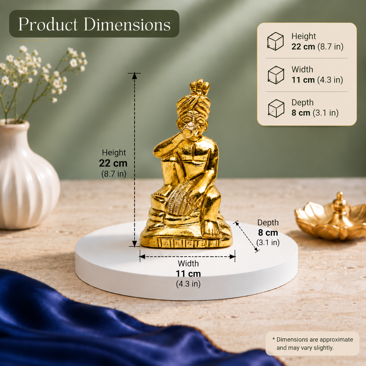 Traditional Royal Musician Showpiece | Polished Brass Finish