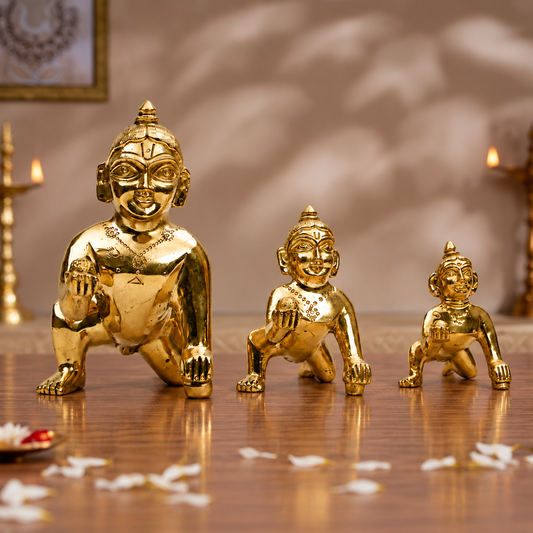 Brass Laddu Gopal Idol | Crawling Bal Krishna Murti