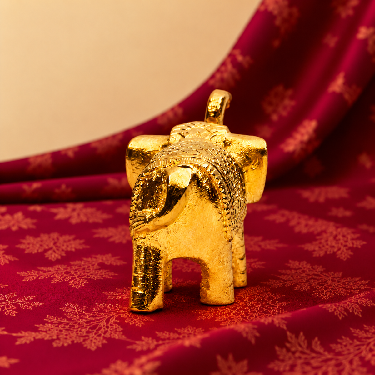 Standing Elephant Figurine | Antique Golden Brass Finish