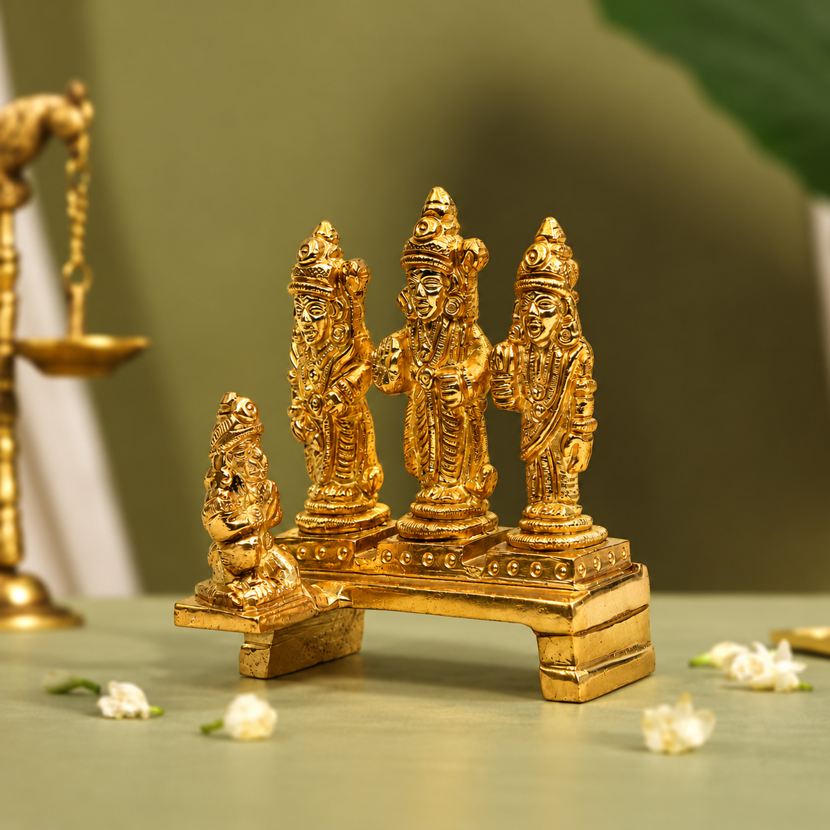 Ram Darbar with Hanuman Idol | Antique Golden Brass Finish