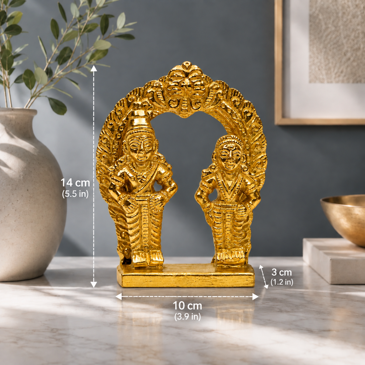 Lord Venkateswara with Goddess Padmavati Showpiece | Polished Brass Finish