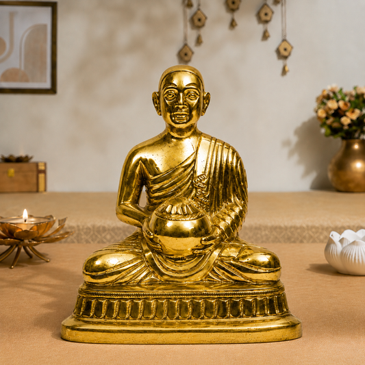 Seated Buddhist Monk with Alms Bowl Idol