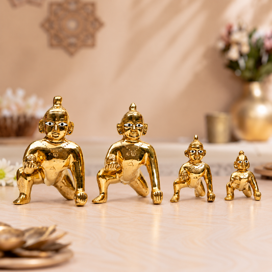 Set of 4 Bal Krishna Crawling Idols