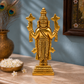 Lord Vishnu Idol with Shankha and Chakra | Antique Golden Brass Finish