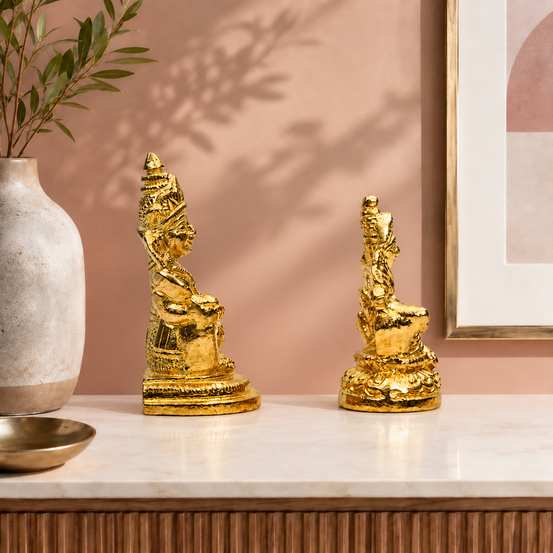 Brass Kubera Lakshmi Idol Set | Lord Kubera & Goddess Lakshmi Murti