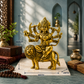 Goddess Durga Seated on Lion Idol | Antique Golden Brass Finish
