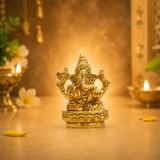 Lord Ganesh Lotus Pedestal Murti | Premium Golden Finish