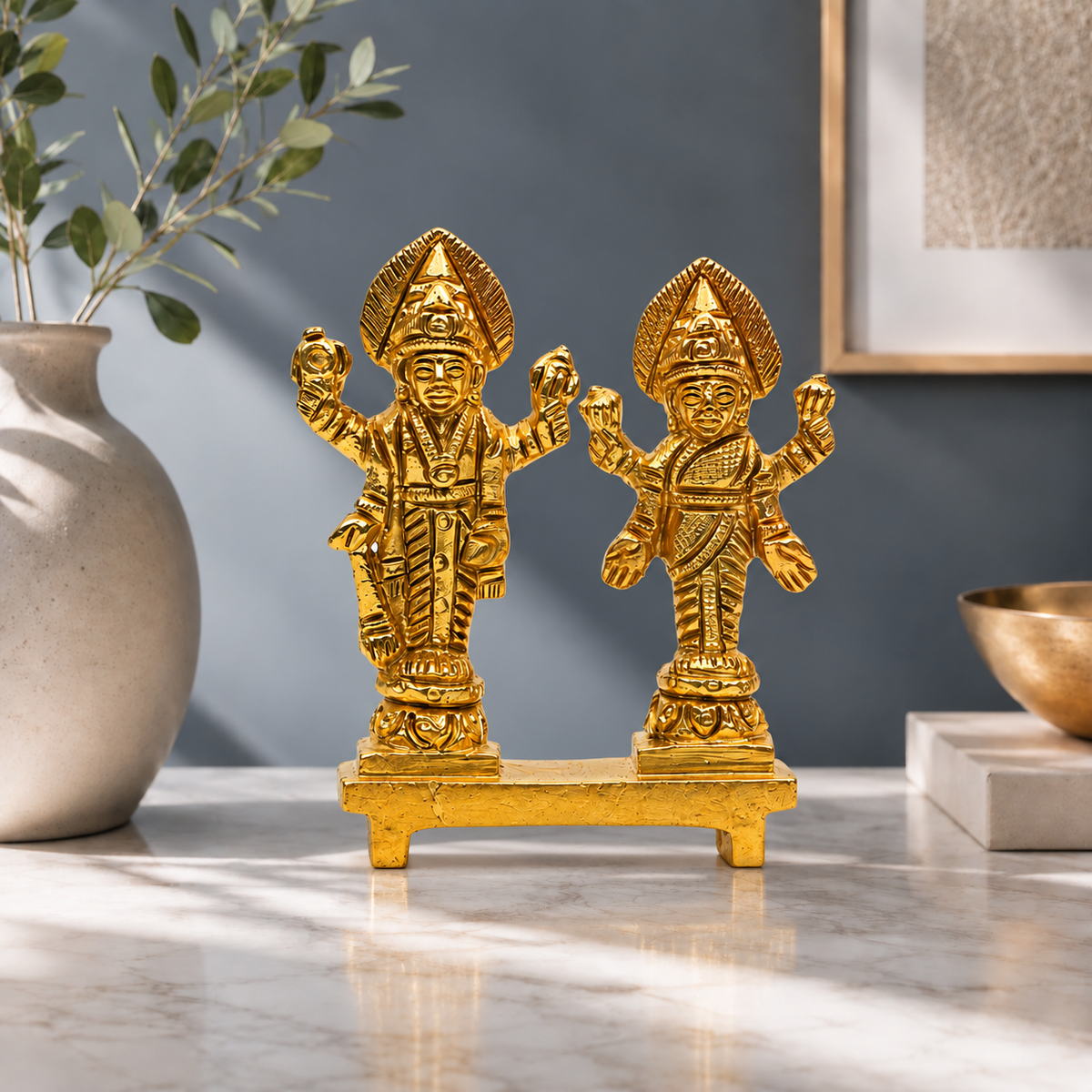 Lord Venkateswara & Goddess Padmavati Showpiece | Polished Brass Finish