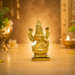 Goddess Lakshmi Seated on Lotus Idol | Polished Golden Brass Finish