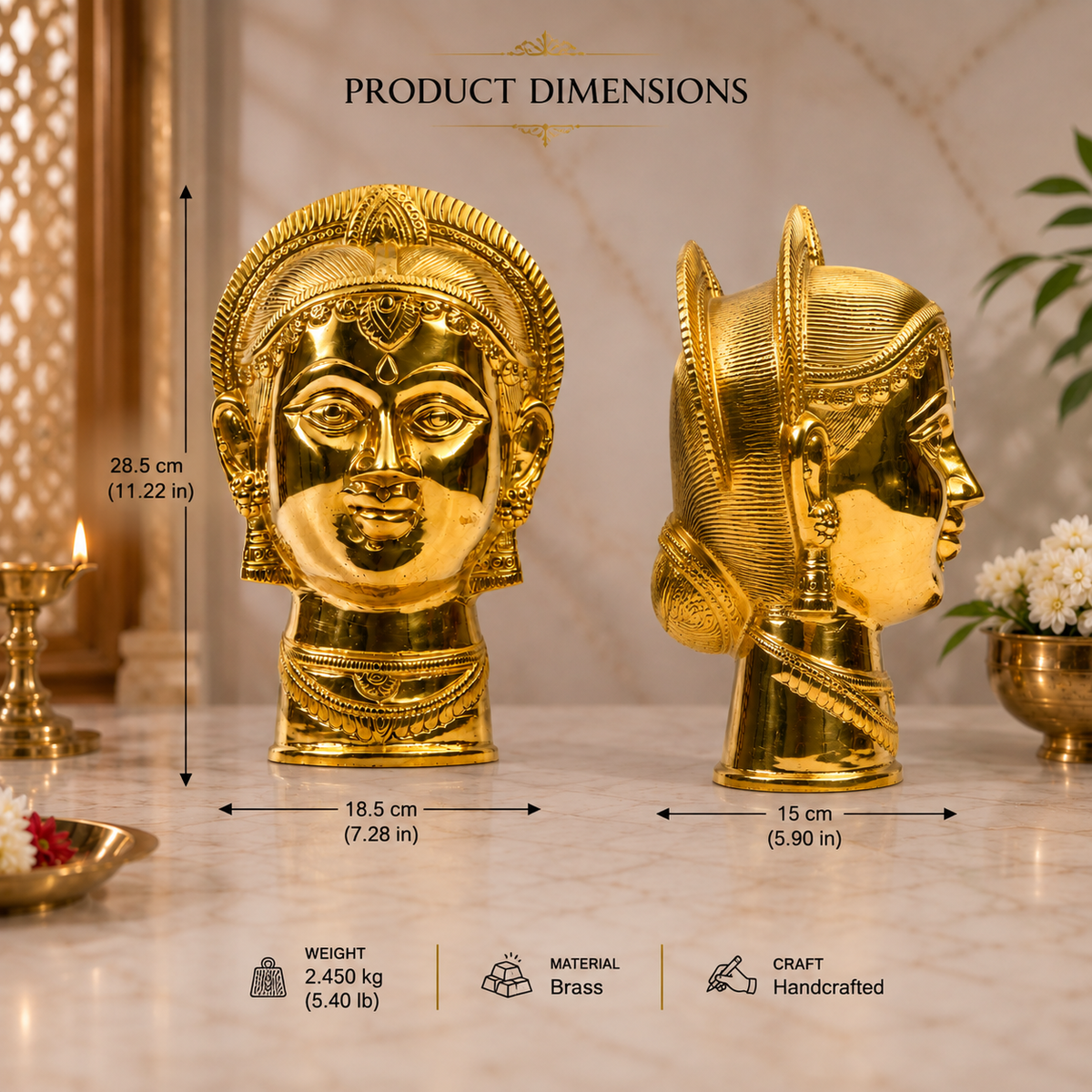 Devi Mata Face Idol with Ornamental Crown