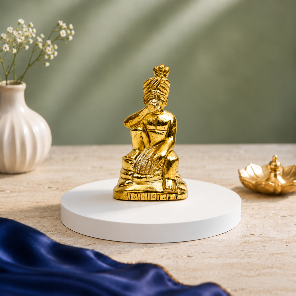 Traditional Royal Musician Showpiece | Polished Brass Finish