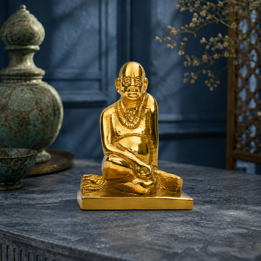 Sri Raghavendra Swamy Showpiece | Polished Brass Finish