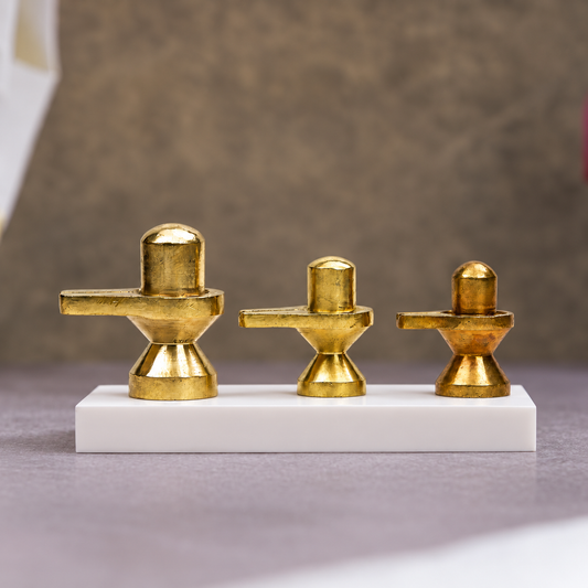 Brass Shivling Idol (Set of 3 Sizes)