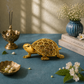 Decorative Tortoise Showpiece with Floral Shell | Antique Brass Finish