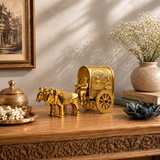 Traditional Bullock Cart Showpiece | Polished Golden Brass Finish