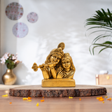 Radha Krishna Face Idol with Flute | Antique Brass Finish