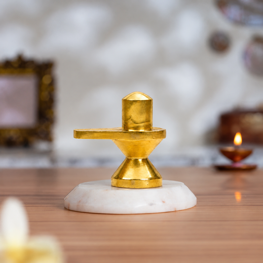 Shiva Lingam with Yoni Base Showpiece | Polished Brass Finish