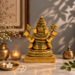 Lord Ganesha Seated on Lotus Idol | Antique Golden Brass Finish