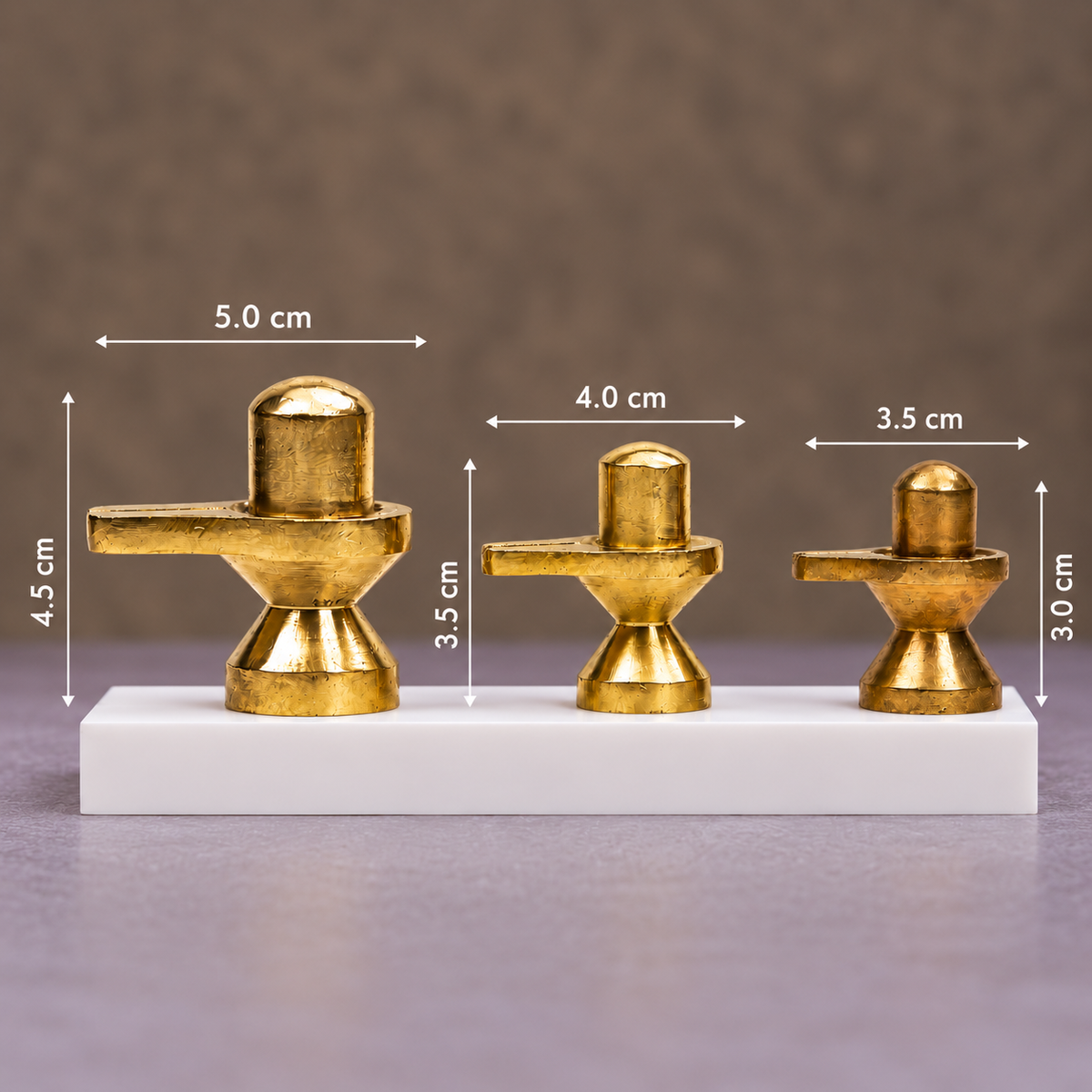 Brass Shivling Idol (Set of 3 Sizes)