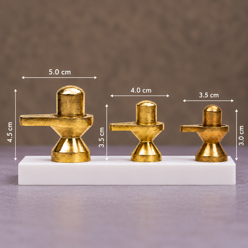 Brass Shivling Idol (Set of 3 Sizes)