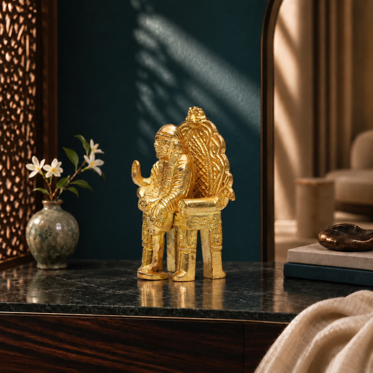 Shirdi Sai Baba Sitting on Throne Showpiece