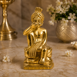 Speak No Evil Rajasthani Man Figurine | Antique Brass Finish