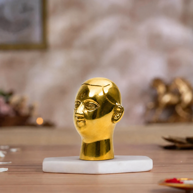 Sri Ramanujacharya Bust Showpiece | Polished Brass Finish