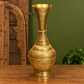 Traditional Long-Neck Engraved Brass Vase | Antique Golden Finish