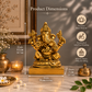 Lord Ganesha Seated on Lotus Idol | Antique Golden Brass Finish