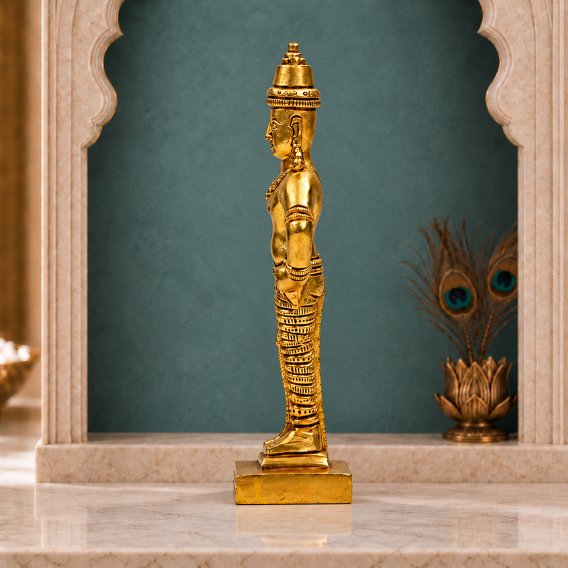 Lord Vitthal Standing Idol | Antique Golden Brass Finish