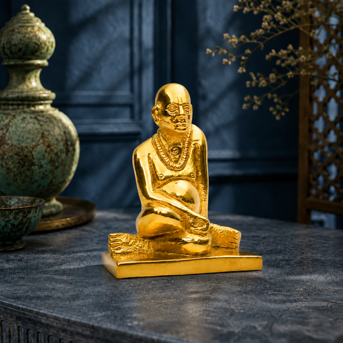 Sri Raghavendra Swamy Showpiece | Polished Brass Finish