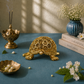 Decorative Tortoise Showpiece with Floral Shell | Antique Brass Finish