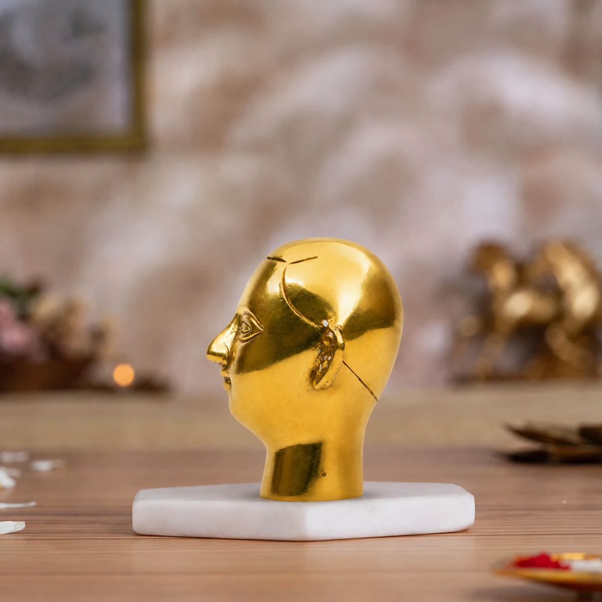 Sri Ramanujacharya Bust Showpiece | Polished Brass Finish