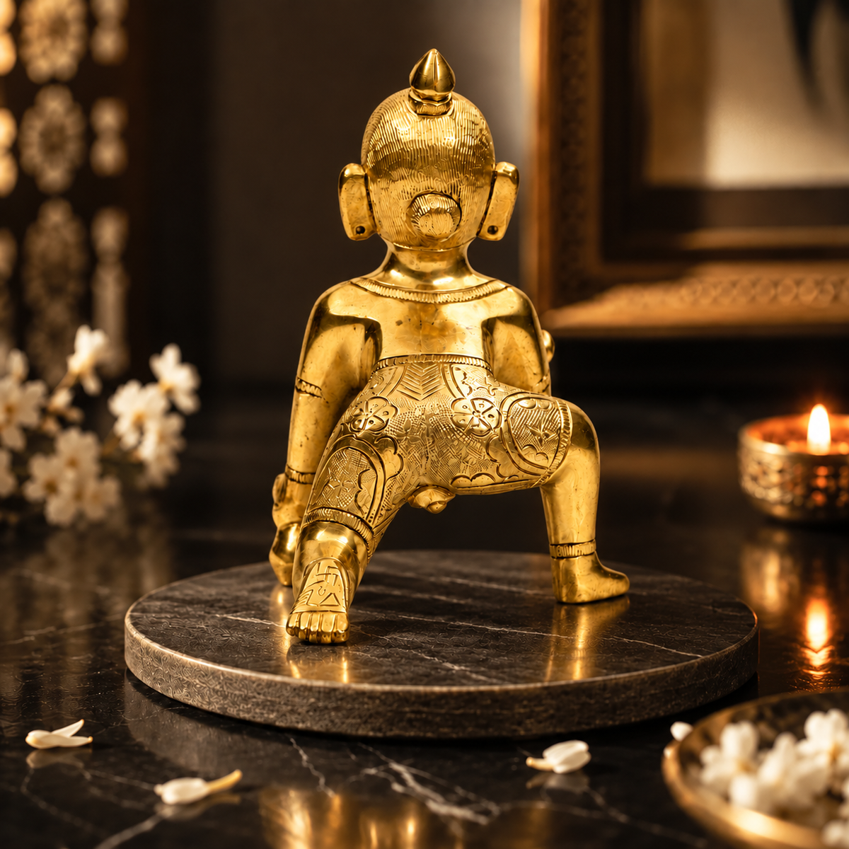 Bal Krishna (Laddu Gopal) Crawling Showpiece | Polished Brass Finish