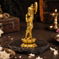 Lord Krishna Playing Flute on Lotus Idol | Antique Brass Finish