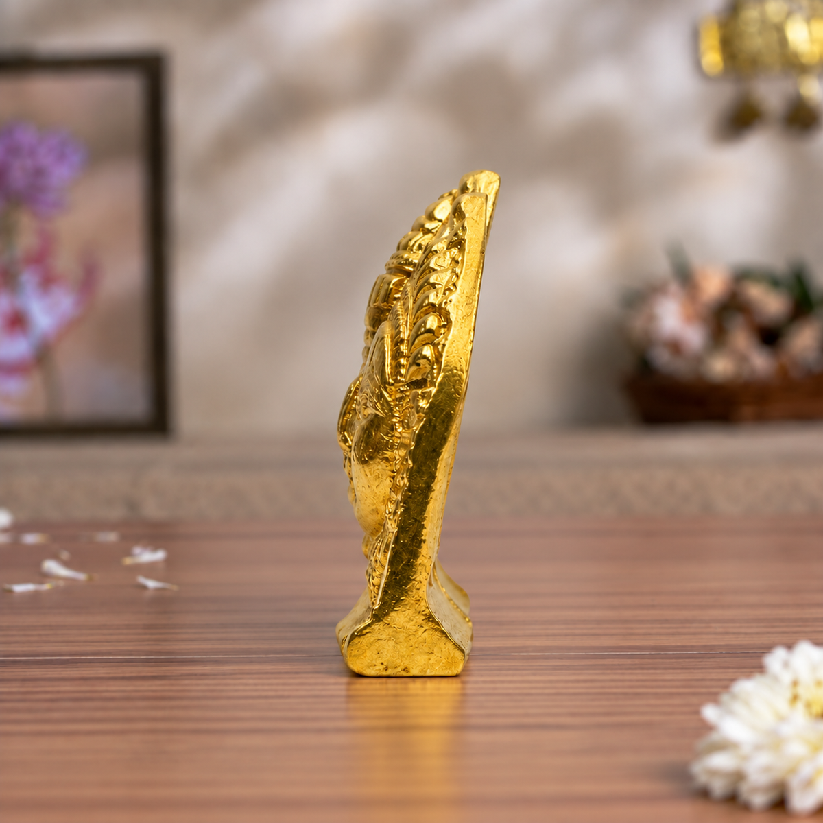 Uma Maheshwara (Lord Shiva & Goddess Parvati) Dual Face Showpiece | Polished Brass Finish