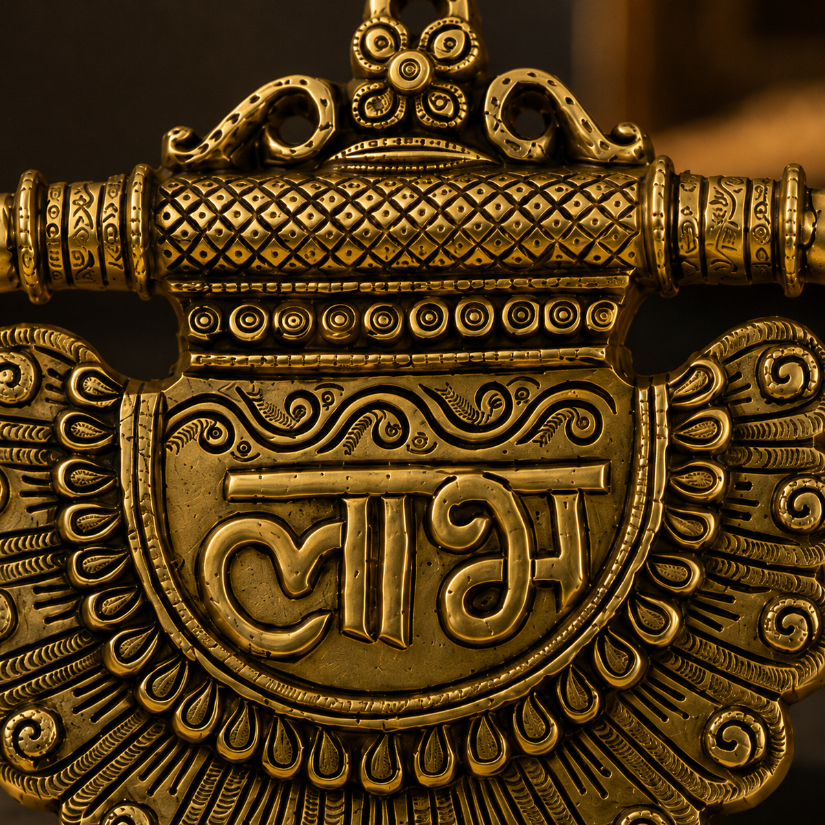 Laabh Decorative Wall Hanging | Antique Golden Brass Finish
