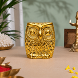Uluka (Sacred Owl of Goddess Lakshmi) Showpiece | Polished Brass Finish