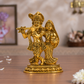 Radha Krishna Idol with Flute | Polished Golden Brass Finish