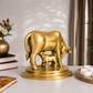 Gau Mata Feeding Calf Idol | Polished Golden Brass Finish