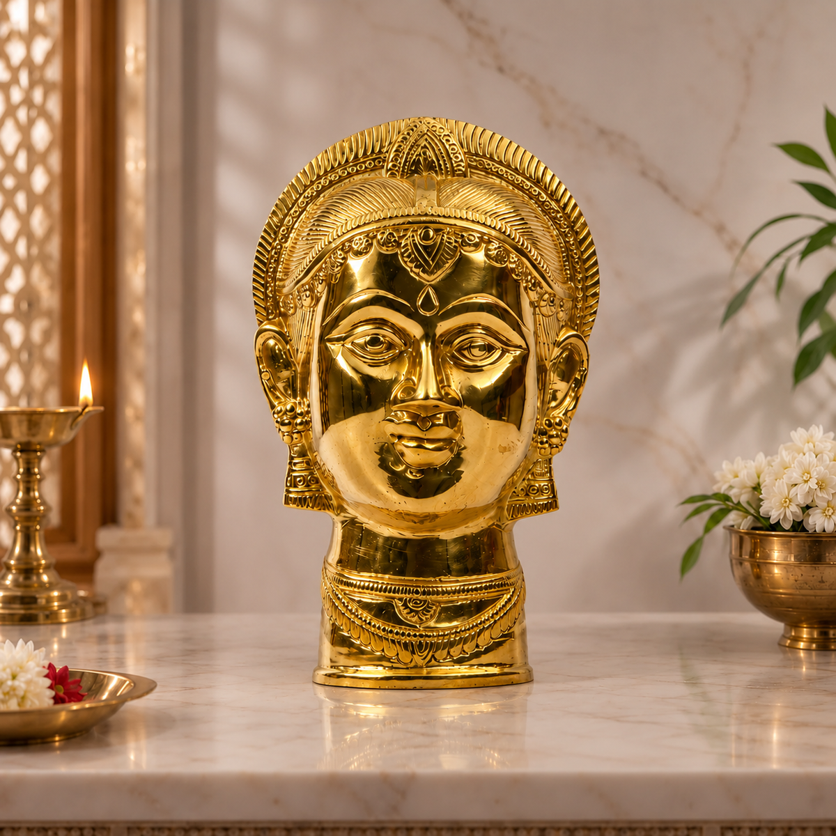 Devi Mata Face Idol with Ornamental Crown