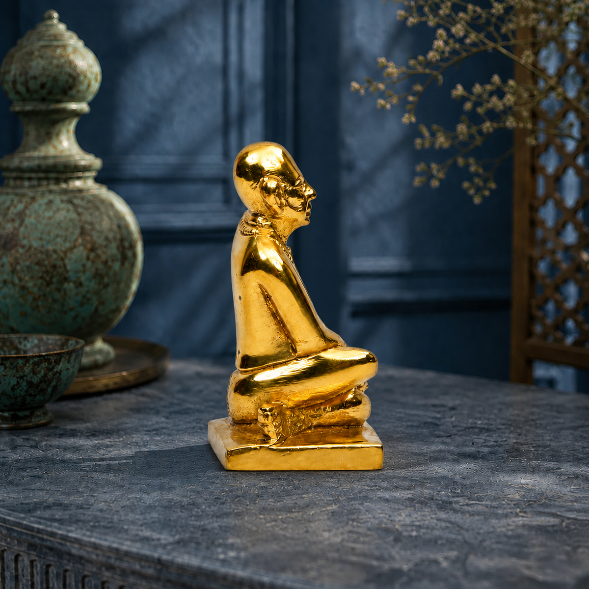 Sri Raghavendra Swamy Showpiece | Polished Brass Finish