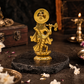 Lord Krishna Playing Flute on Lotus Idol | Antique Brass Finish
