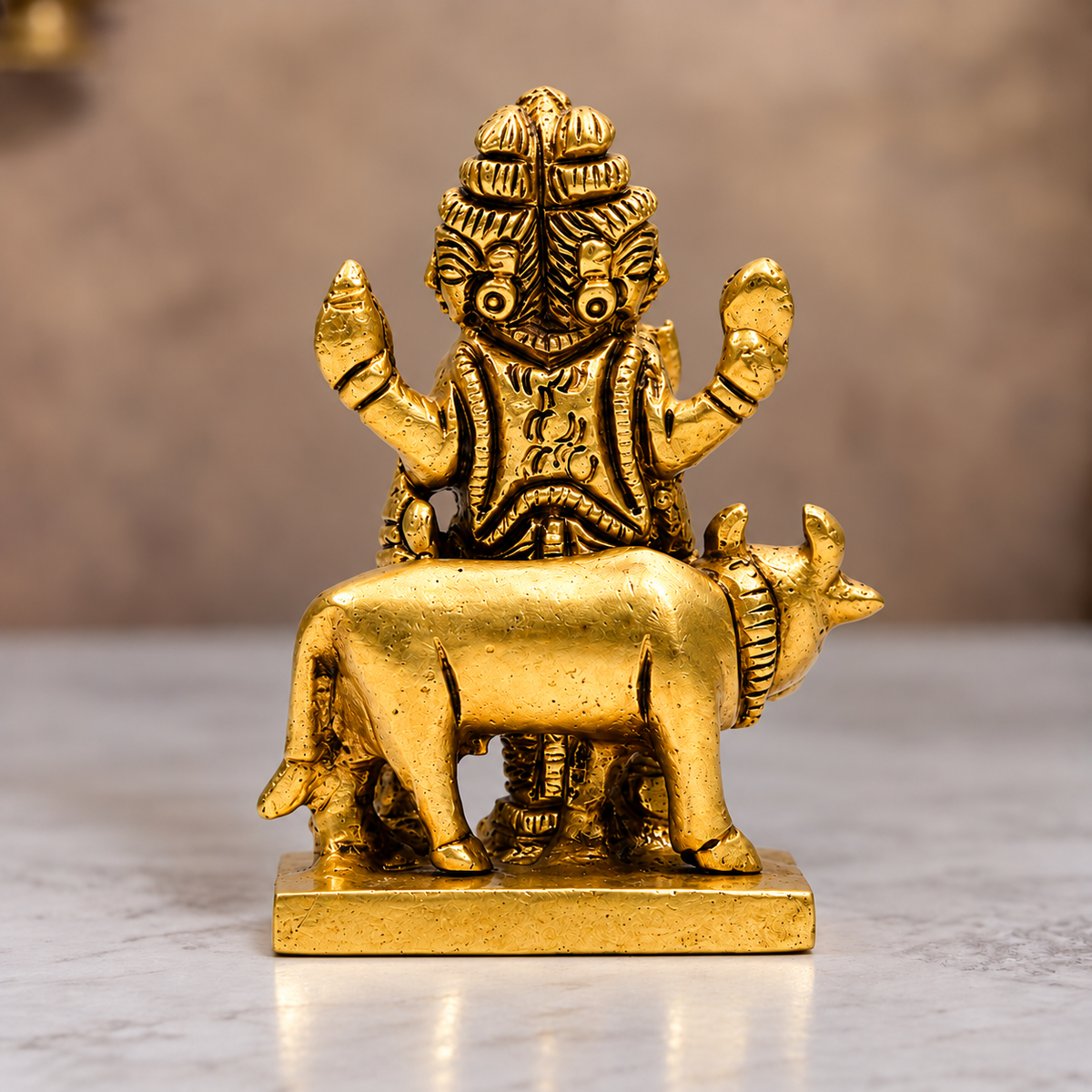 Lord Shiva with Nandi Showpiece | Polished Brass Finish