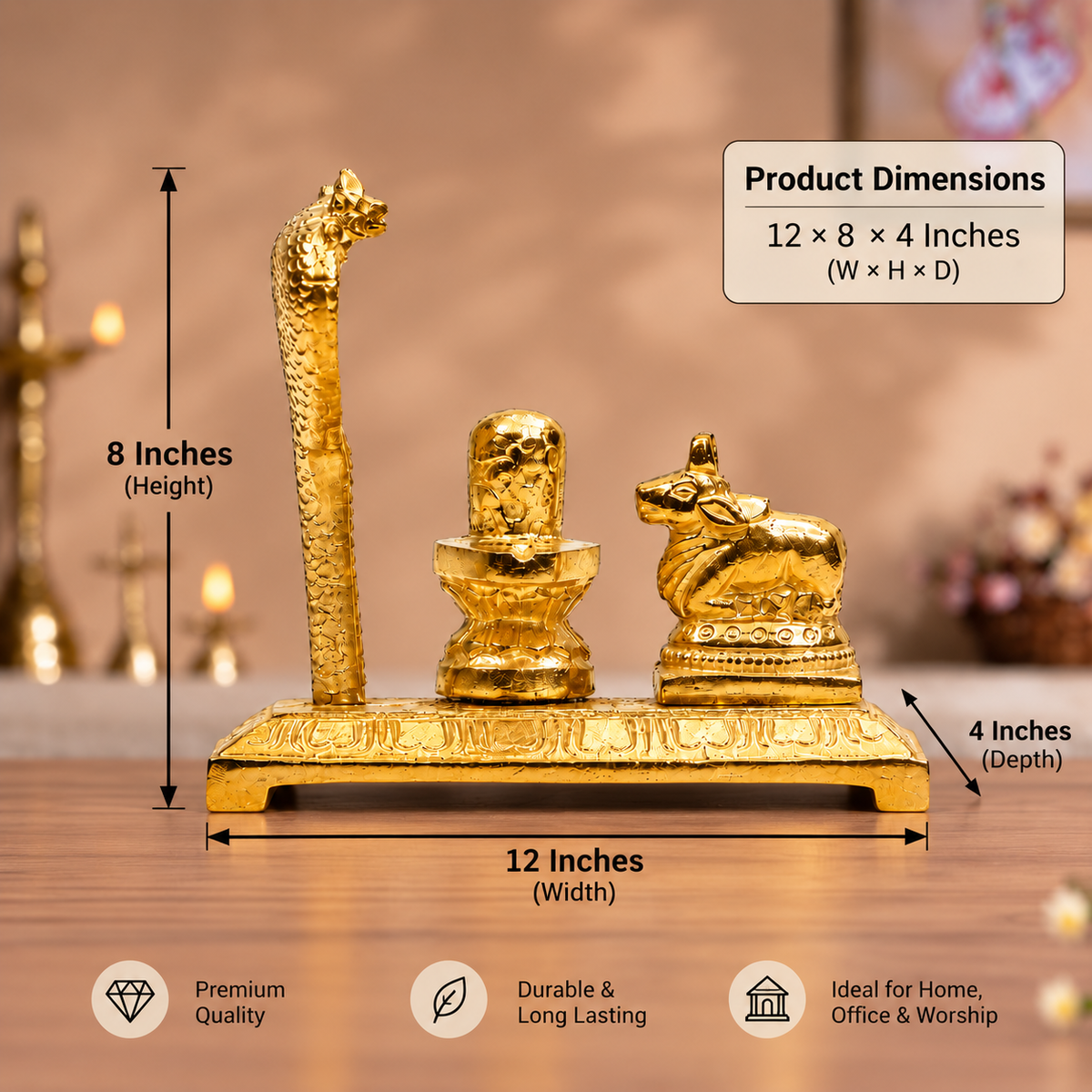 Brass Shivling with Nandi & Nag Devta Idol Set