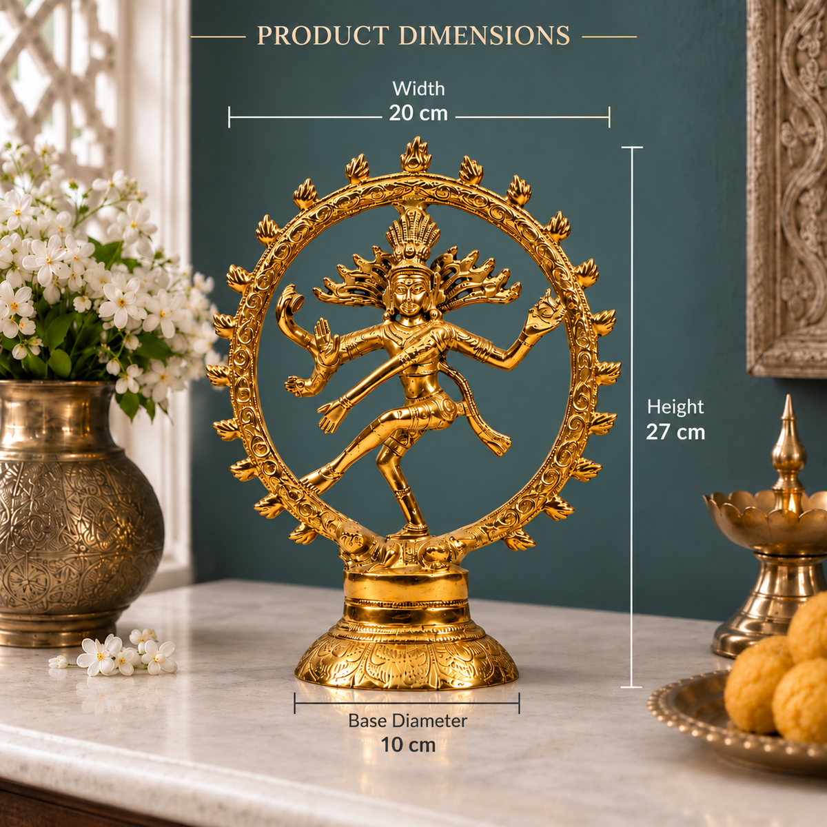 Lord Shiva Nataraja Dancing Idol | Antique Brass Finish