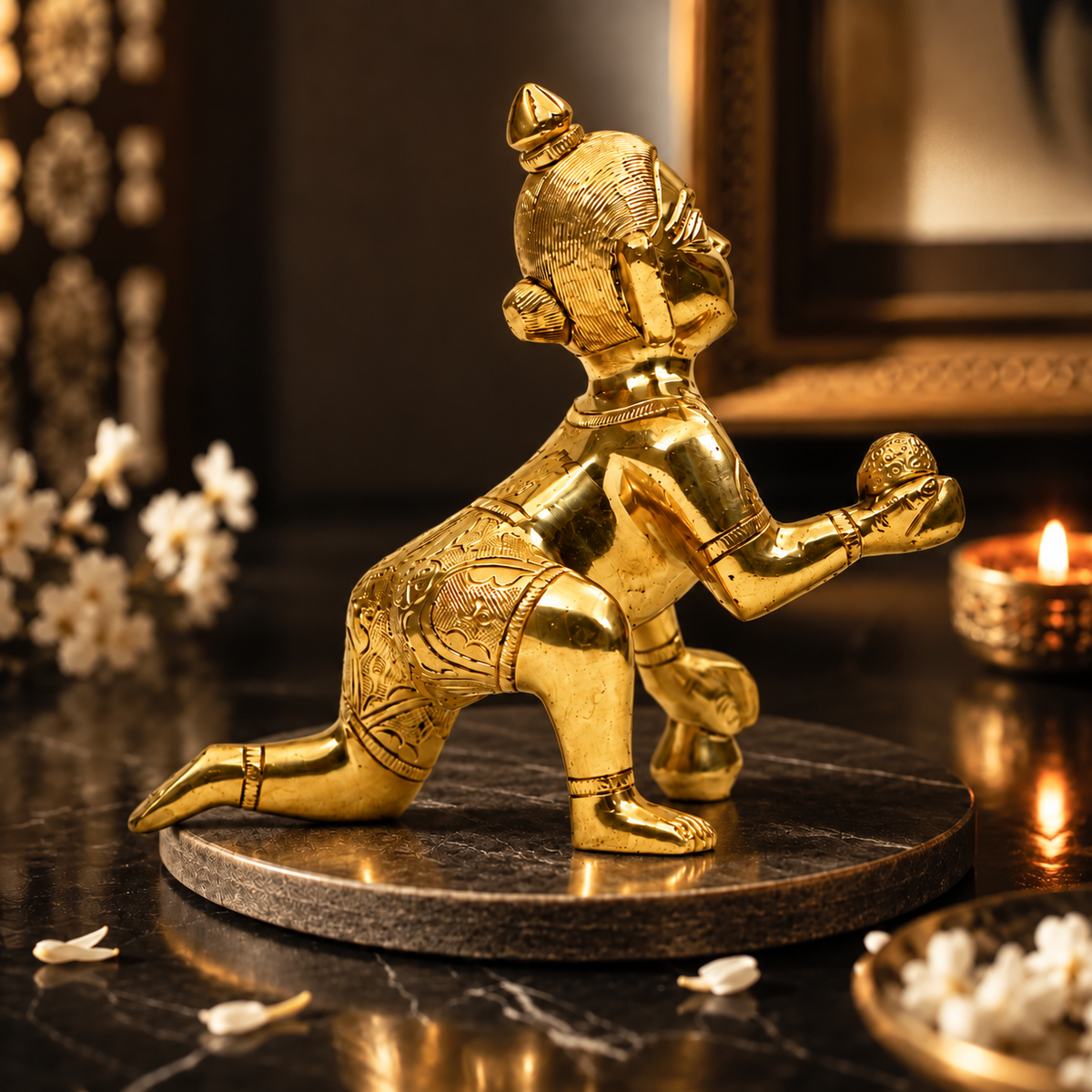 Bal Krishna (Laddu Gopal) Crawling Showpiece | Polished Brass Finish