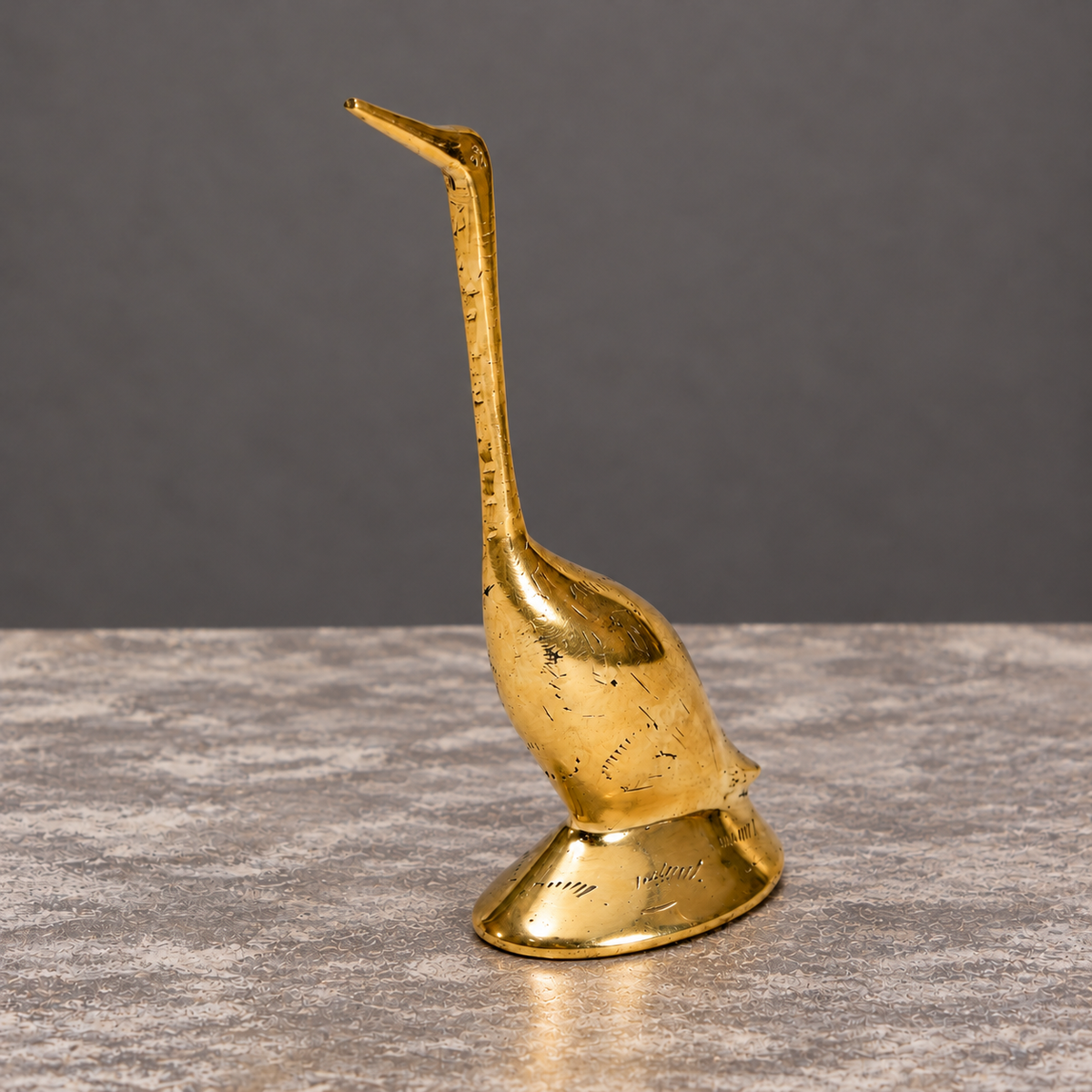 Decorative Long-Neck Bird Figurine Set of 3 | Polished Golden Brass Finish