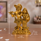 Radha Krishna Idol with Flute | Polished Golden Brass Finish